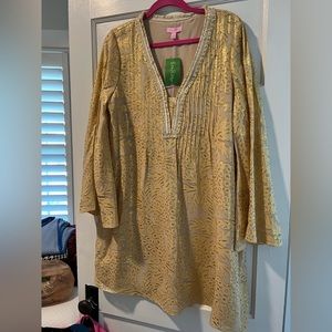 Lilly Pulitzer dress, size large, gold, new with tags